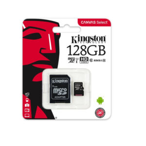 Kingston memory card microSDXC Canvas Select (128GB | class 10 | UHS-I | 80 MB/s) + adapter