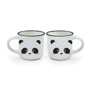 Legami Milano Panda Coffee Cups Κούπα Κεραμική Λευκή 50ml σετ 2τμχ