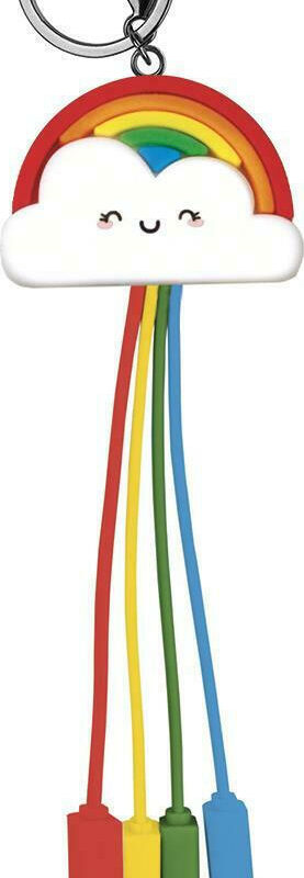 Legami Milano Keychain USB to Lightning / Type-C / micro USB Cable &Rho;&omicron;&zeta; (Rainbow)