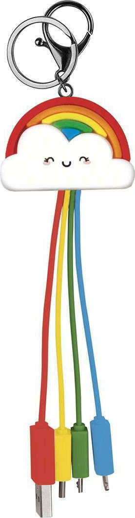 Legami Milano Keychain USB to Lightning / Type-C / micro USB Cable Ροζ (Rainbow)